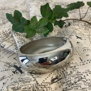 SILVER METAL Cuff Clasp Bracelet Chunky Husky Oversized Maximalist Bold Punk